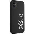 Karl Lagerfeld iPhone 11 / XR -kotelo KLHCN61SKSVGK musta kovakuori Silicone Signature -mallille