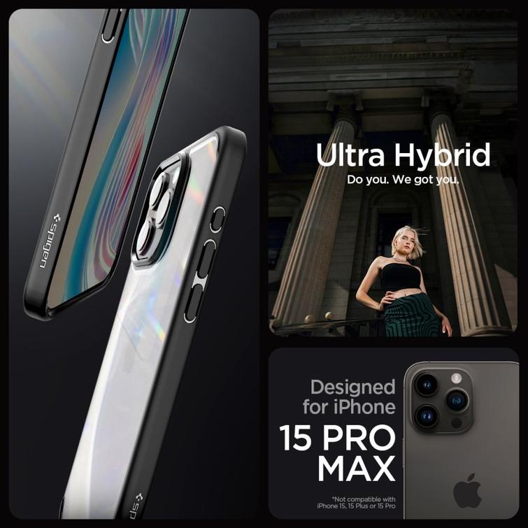 Spigen Ultra Hybrid -suojakuori iPhone 15 Pro Max 6,7":lle mattamusta