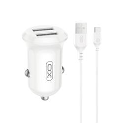 XO autolaturi CC67 12W 2x USB musta + USB - USB-C -kaapeli