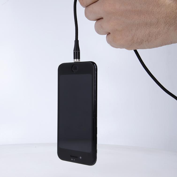 Maxlife MXUC-03 magneettikaapeli USB - Lightning + USB-C + microUSB 1,0 m 3A musta nailon