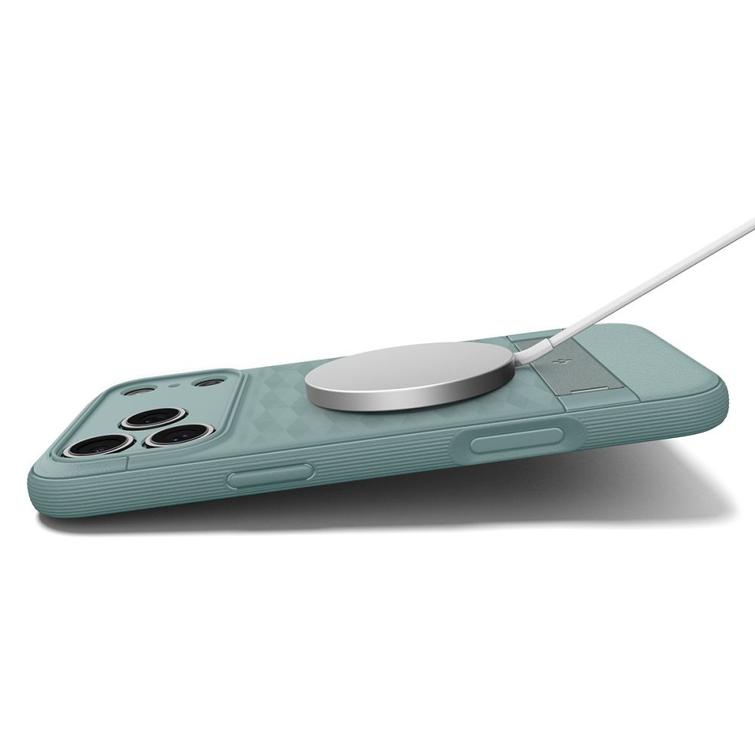 Spigen Parallax ”S” Mag Magsafe -kotelo iPhone 17 Pro Maxille, salvianvihreä