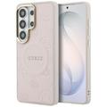 Guess case Saffiano Peony Embossed Ring MagSafe for Samsung Galaxy S26 Ultra pink