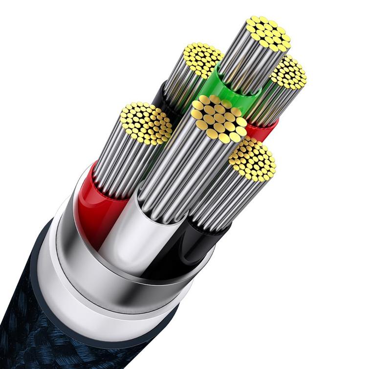 Baseus-kaapeli 3in1 Flash II USB - micro USB + Lightning + USB-C 1,2m 3,5A sininen 66W