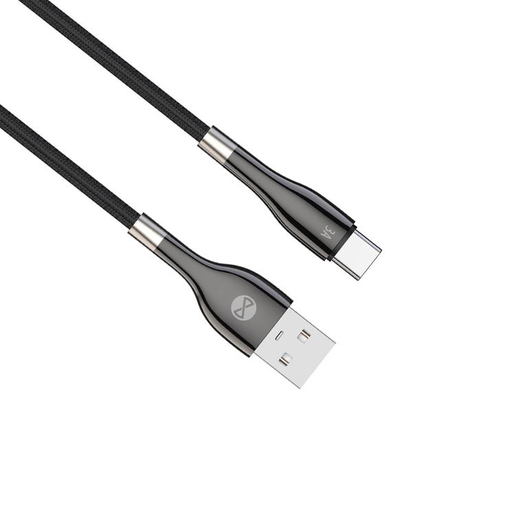 Forever Sleek USB-C-kaapeli - USB-C-kaapeli 1,0 m 3A musta
