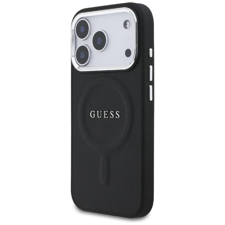 Guess Classic Logo MagSafe -kotelo iPhone 17 Prolle, musta