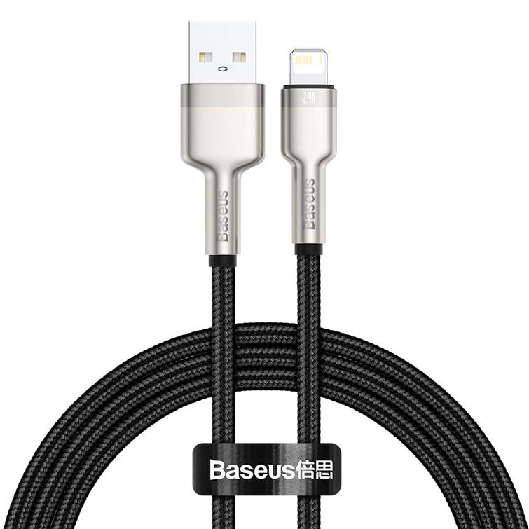 Baseus Cafule Metal USB-kaapeli - Lightning-kaapeli 1,0 m 2,4A musta