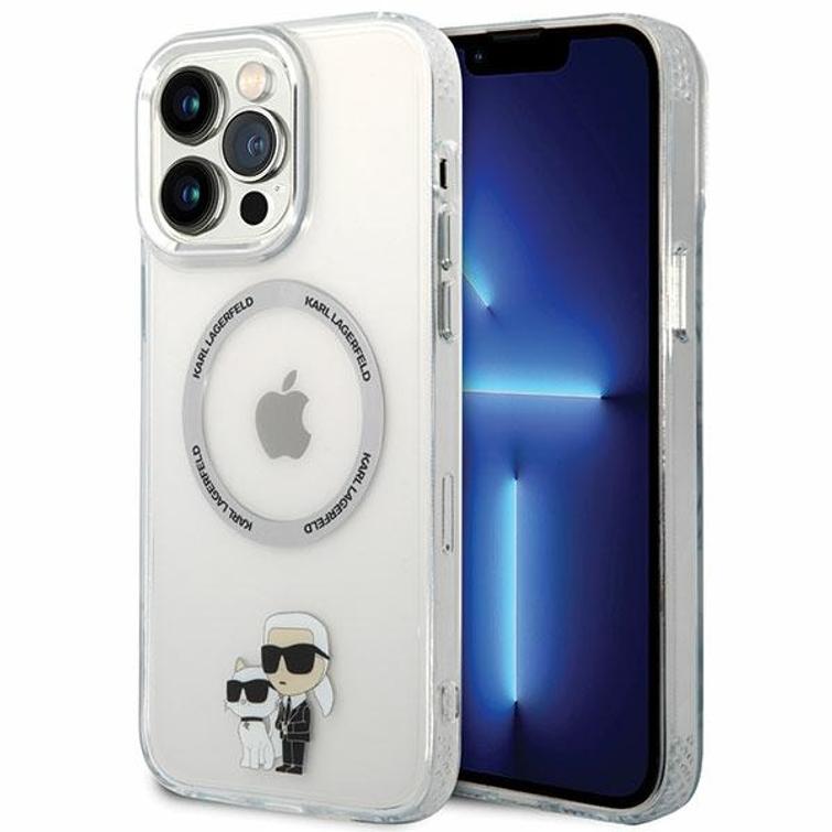 Karl Lagerfeld -suojakuori iPhone 13 Pro Max 6,7" KLHMP13XHNKCIT läpinäkyvä kova suojakuori Magsafe IML NFT Karl & Choupette