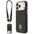 Guess 4G Srtass -logolla ja isolla hihnalla, metallinapeilla varustettu MagSafe-suojakuori iPhone 17 Pro Maxille, musta