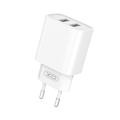 XO-seinälaturi CE02C 2x USB 2,1A valkoinen + microUSB-kaapeli