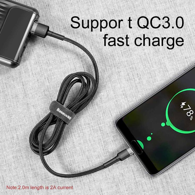 Baseus-kaapeli Cafule USB - USB-C 0,5 m 3A harmaanmusta