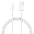 Baseus Superior USB - Lightning -kaapeli 1,0 m 2,4A valkoinen