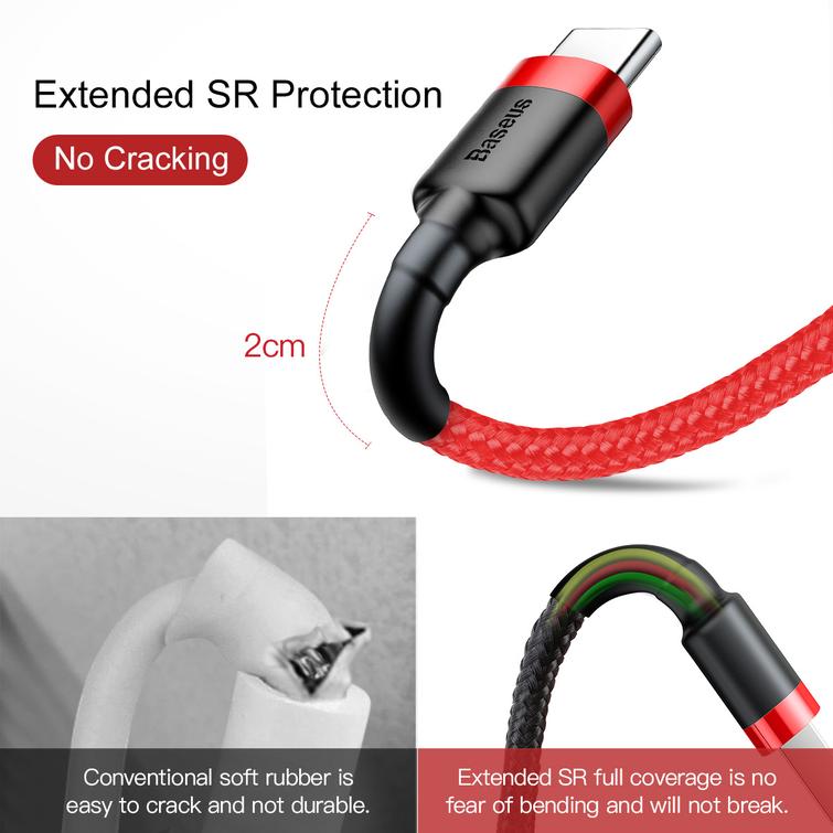 Baseus-kaapeli Cafule USB - USB-C 0,5 m 3A punainen