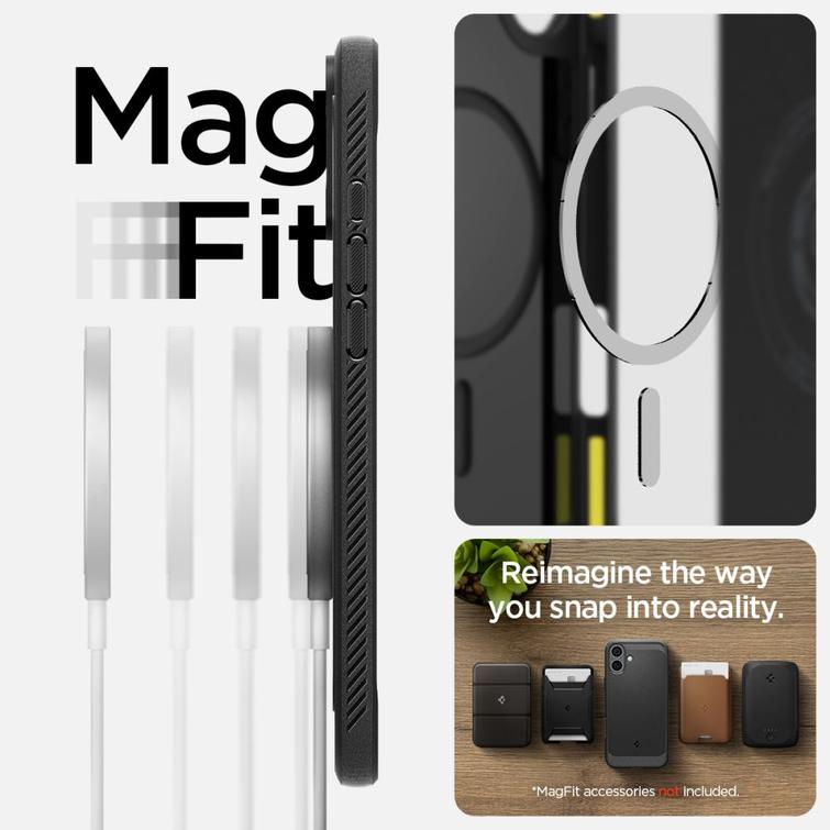 Spigen Rugged Armor Mag Magsafe -suojakuori iPhone 16 6,1":lle mattamusta