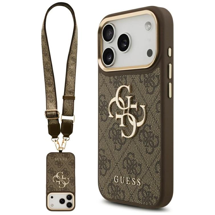 Guess 4G Big 4G Classic Logo Big Strap Metal Buttons -suojakuori iPhone 17 Prolle, ruskea
