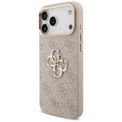 Guess 4G Big 4G Classic Logo Big Strap -metallinappisuojakuori iPhone 17 Pro Maxille, pinkki