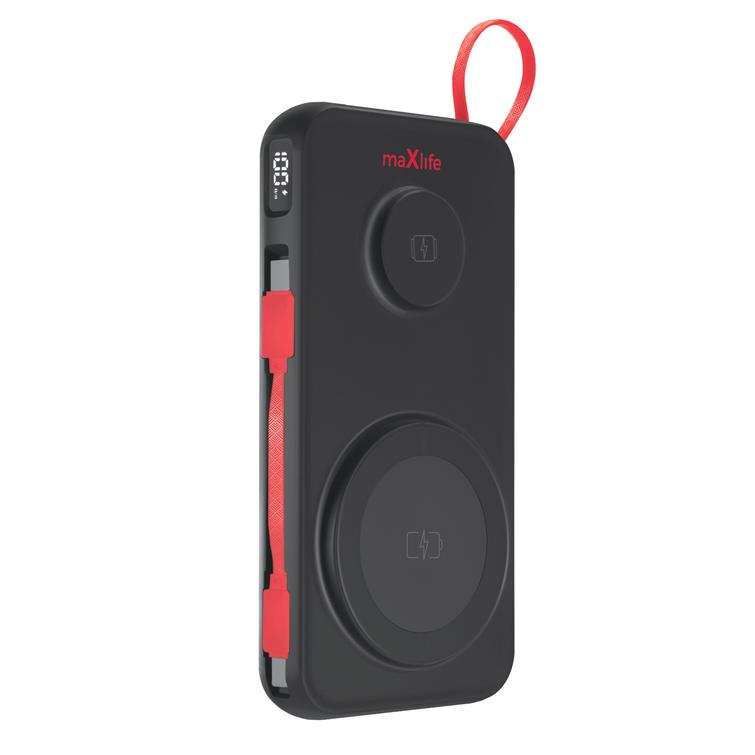 Maxlife langaton varavirtal&auml;hde MXPB-08 10000 mAh magneettinen 3in1 musta