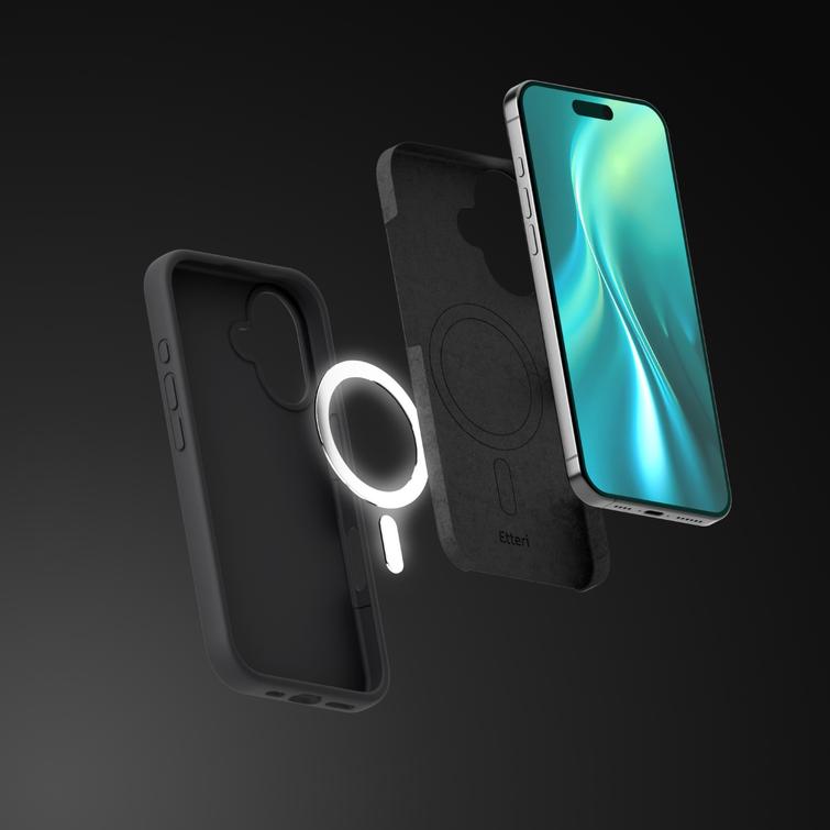Etteri Silicone Mag kotelo iPhone 17:lle musta