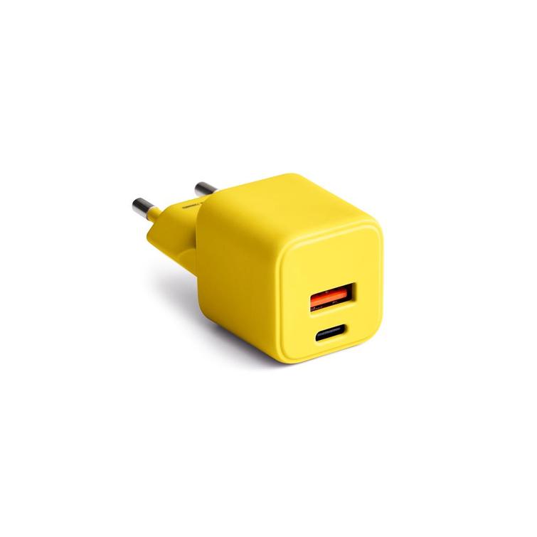 COLORUM-seinälaturi USB-A + USB-C PD 30W CLS30-AC-05 xKeltainen