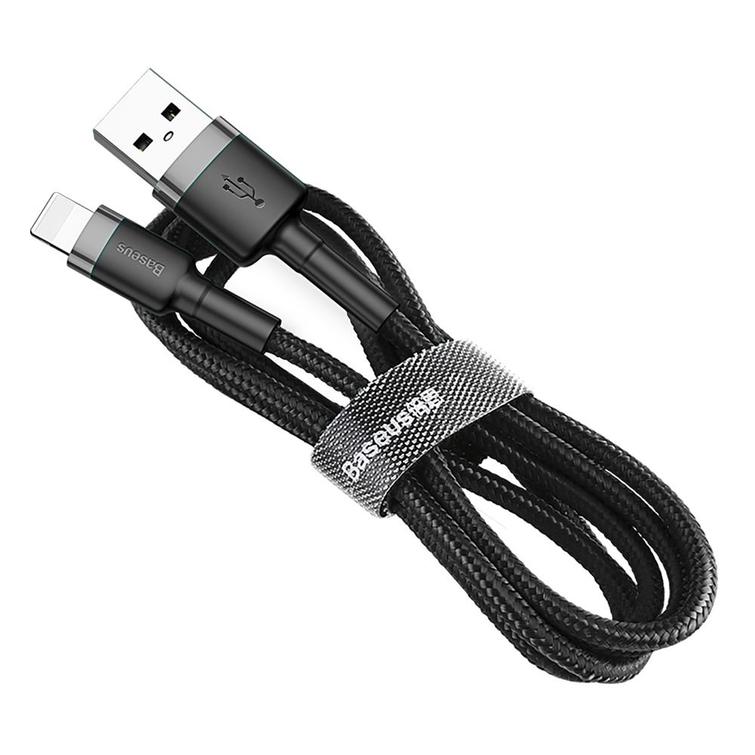 Baseus Cafule USB-Lightning-kaapeli 1,0 m 2,4A harmaanmusta