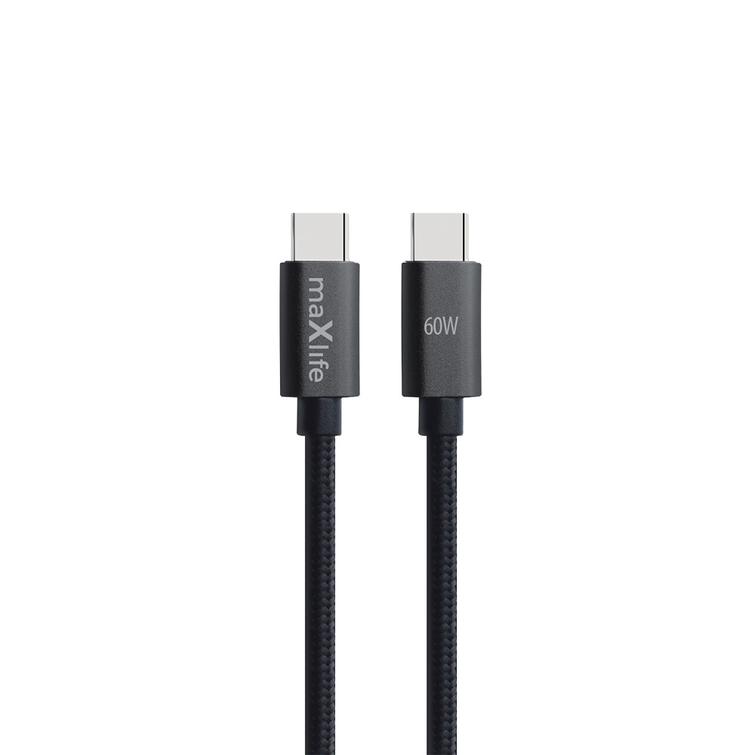 Maxlife MXUC-12 kaapeli USB-C - USB-C 2,0 m 60W musta