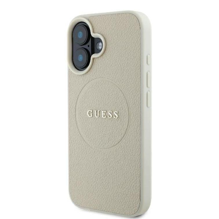 Guess GUHMP16SPGHSMME iPhone 16 beżowy/beige hardcase Grained Ring MagSafe