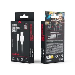 Maxlife USB-kaapeli - Lightning 2,0 m 2A valkoinen