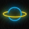 Neon LED -valo SATURN keltainen sininen Lepakko + USB FLNE11 Forever Light