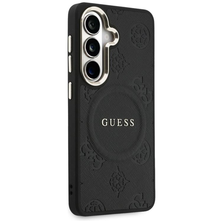 Guess case Saffiano Peony Embossed Ring MagSafe for Samsung Galaxy S26 Plus black