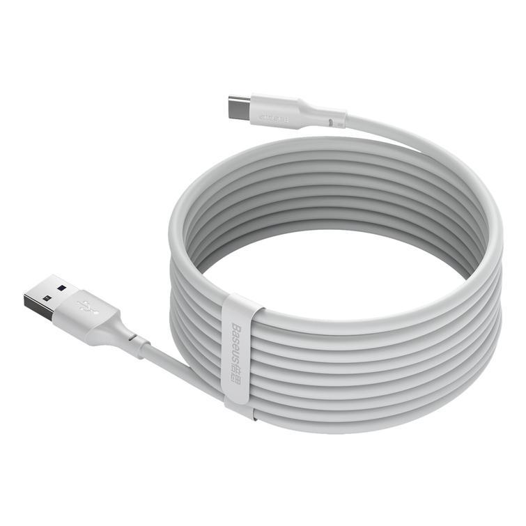 Baseus kaapeli Simple Wisdom USB - USB-C 1,5 m 5A valkoinen 2 kpl