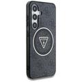 Guess HC Magnetic IML Metal Glitter 4G Circle Triangle -suojakuori Samsung Galaxy S25:lle, musta