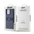 DKNY iPhone 15 Pro Max 6,7" -puhelimen suojakuori DKHCP15XPRTHSLB, musta, HC Magsafe -kuvioitu pu-suojakuori pinotulla logolla.