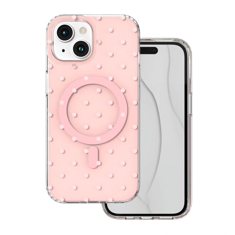 Bubble Dots Mag -suojakuori iPhone 15 6,1" -puhelimelle, pinkki