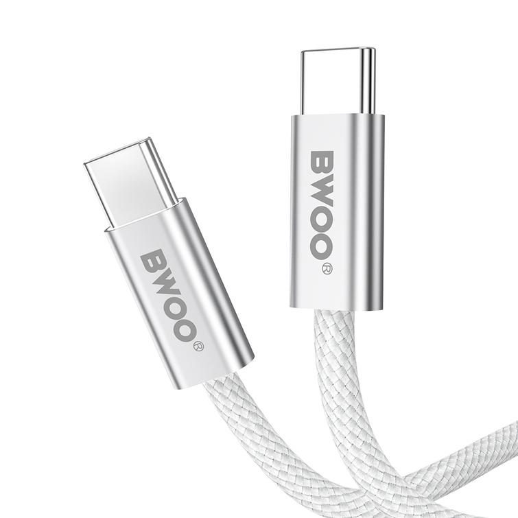 BWOO 240W punottu kaapeli USB-C - USB-C BO-X317C-C 1m valkoinen