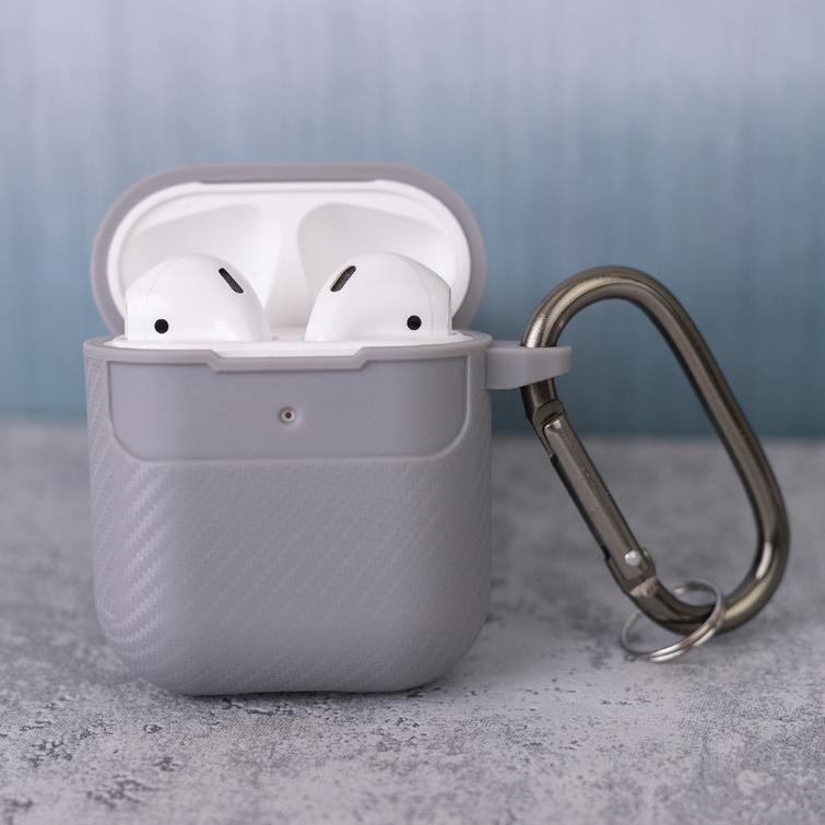 Hiilikuituinen suojakuori Airpodeille / Airpods 2:lle, harmaa