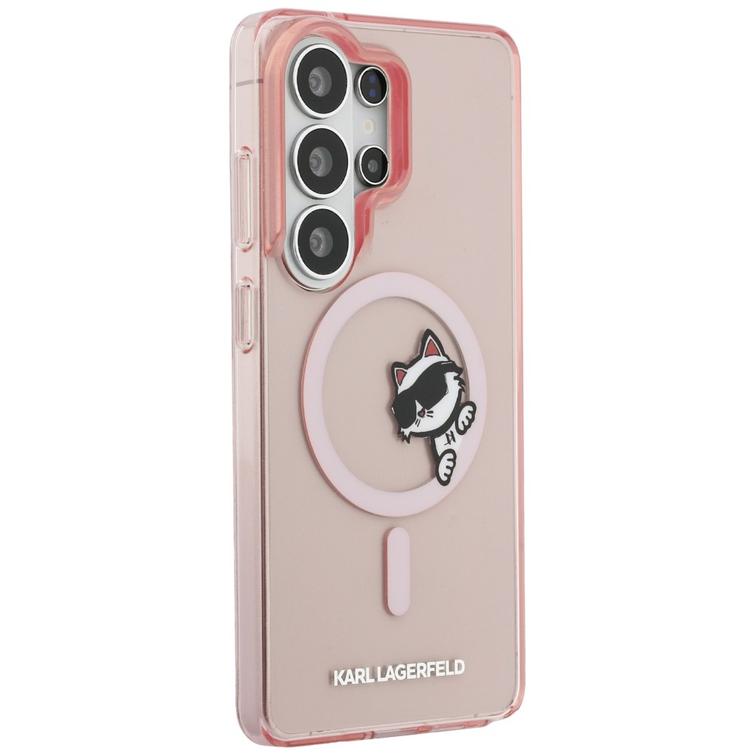Karl Lagerfeld case IML Peekaboo Choupette MagSafe for Samsung Galaxy S26 Ultra pink