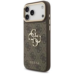 Guess 4G Big 4G Classic Logo Big Strap Metal Buttons -suojakuori iPhone 17 Pro Maxille, ruskea