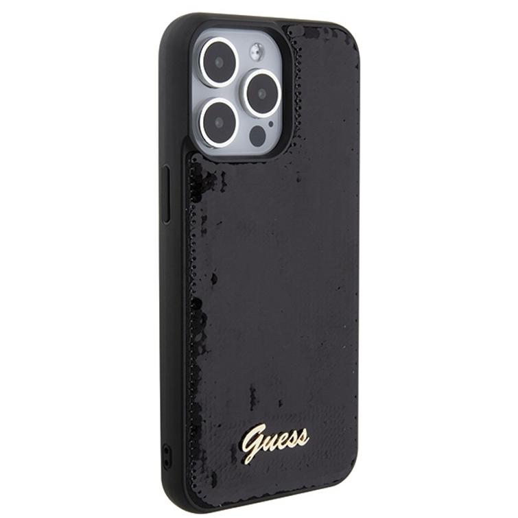 Guess case for iPhone 15 Pro Max 6,7" GUHCP15XPSFDGSK black HC Sequin Script Metal
