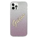 Guess iPhone 12 / 12 Pro 6,1" -puhelimen suojakuori GUHCP12MPCUGLSPI -pinkki kova suojakuori, glitter-gradient-kuvio