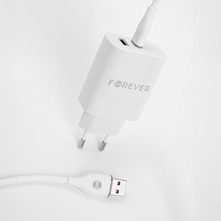 Forever-kaapeli USB - USB-C 1,0 m 6A valkoinen