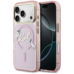 Karl Lagerfeld kotelo iPhone 17 Pro Max 6,9" IML Choupettes Karl Script Logo MagSafe vaaleanpunainen
