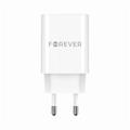 Forever TC-07-30AC PD QC laturi 1x USB-C 1x USB 30W valkoinen + USB-C - USB-C kaapeli 60W