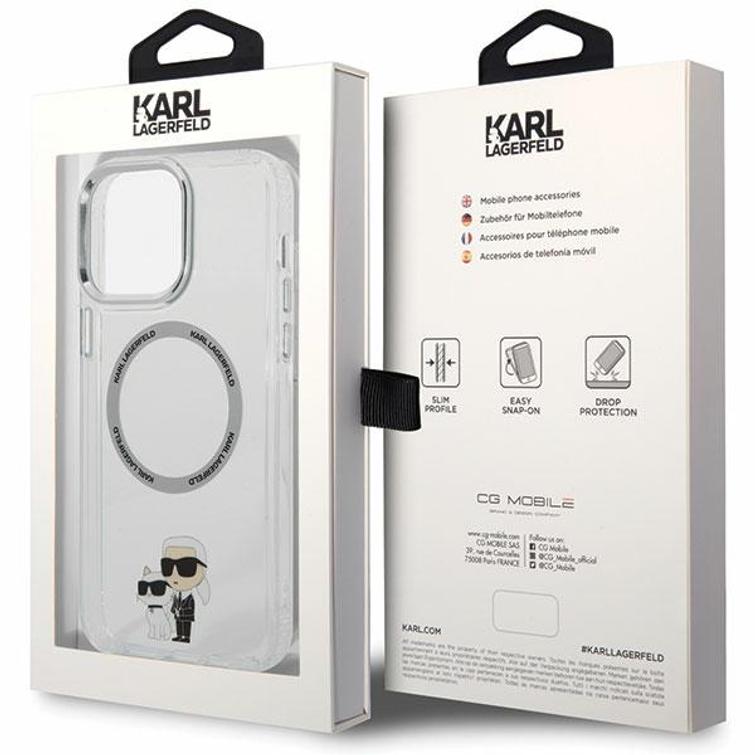 Karl Lagerfeld -suojakuori iPhone 13 Pro Max 6,7" KLHMP13XHNKCIT läpinäkyvä kova suojakuori Magsafe IML NFT Karl & Choupette