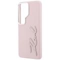 Karl Lagerfeld case Grained Signature Metal Resin Logo for Samsung Galaxy S26 Ultra pink