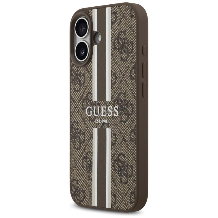 Guess 4G Printed Stripes MagSafe -suojakuori iPhone 17:lle, ruskea