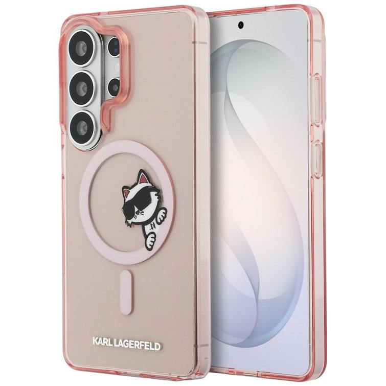 Karl Lagerfeld case IML Peekaboo Choupette MagSafe for Samsung Galaxy S26 Ultra pink