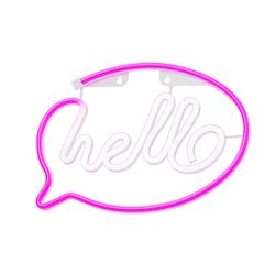 Neon LED-valo HELLO pinkki valkoinen lepakko + USB FLNE15 Forever Light