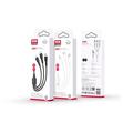 XO kaapeli NB230 3w1 USB - Lightning + USB-C + microUSB 1,0m 2,4A valkoinen