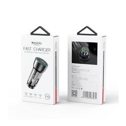 YESIDO CAR CHARGER Y49 PD 30W QC3.0 18W USB-A+C BLACK