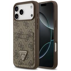 Guess 4G Double Card Triangle -suojakuori iPhone 17 Pro Maxille, ruskea