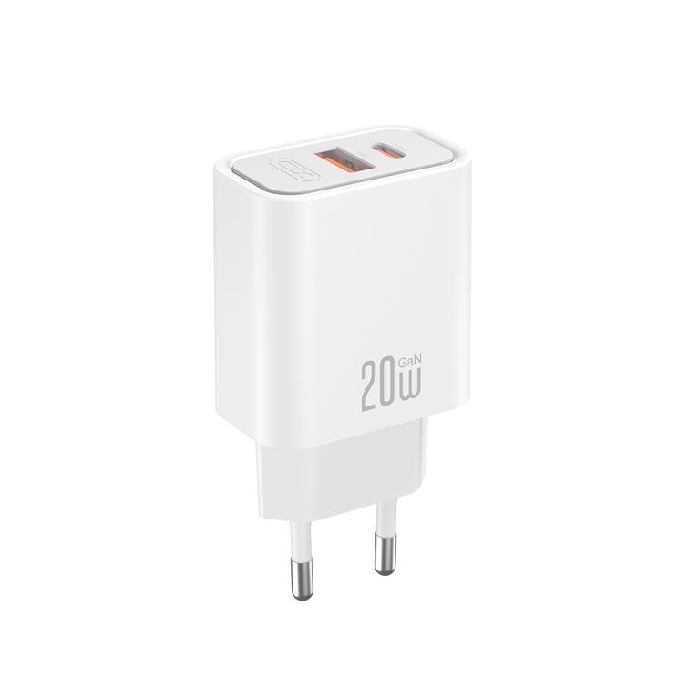 XO sein&auml;laturi CE40 PD 20W 1x USB-C 1x USB Valkoinen
